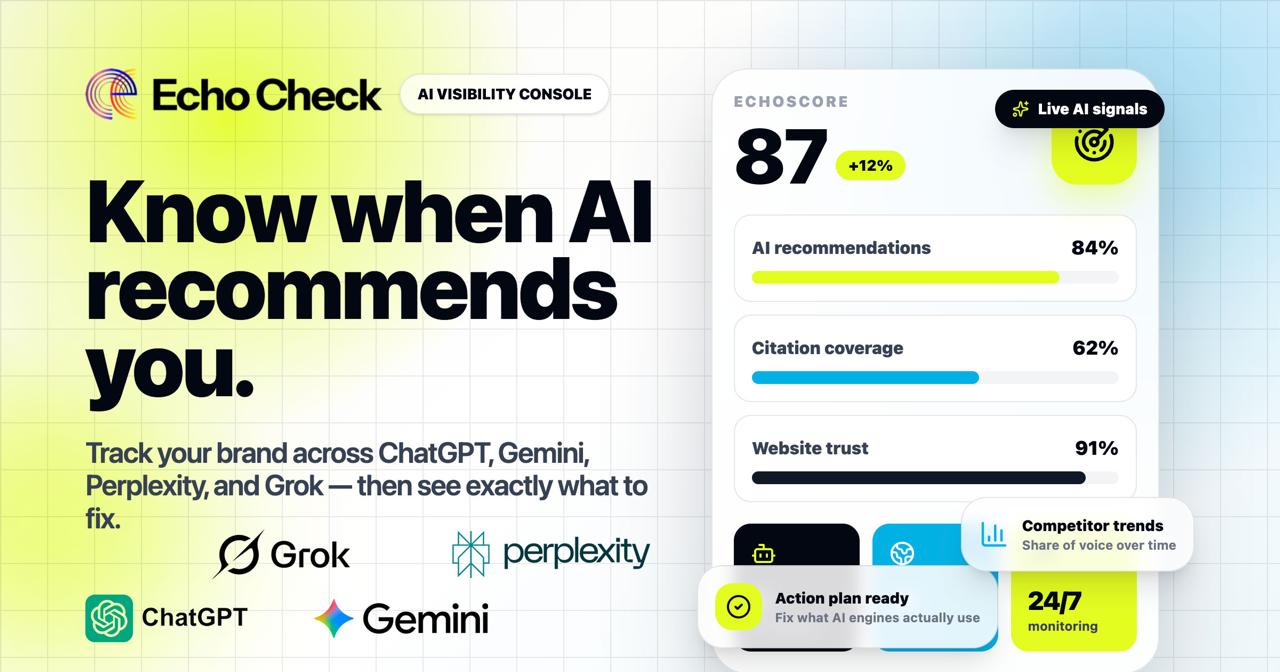 We Check EchoCheck — AI Visibility Console | Track Your Brand Across AI Assistants